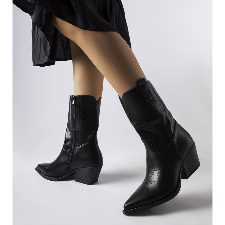 Black cowboy boots with an embellished Leopardi upper 1