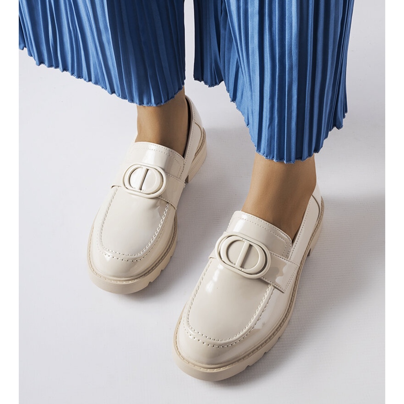 Inna Beige lacquered Scranton loafers 1