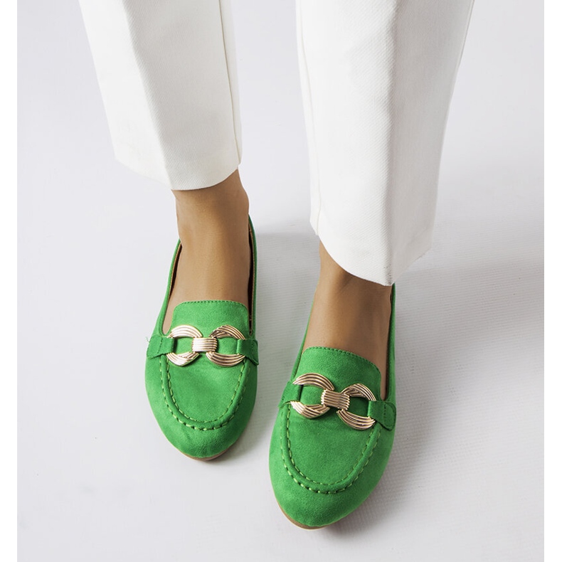 Green loafers with a gold buckle from Magliano 1