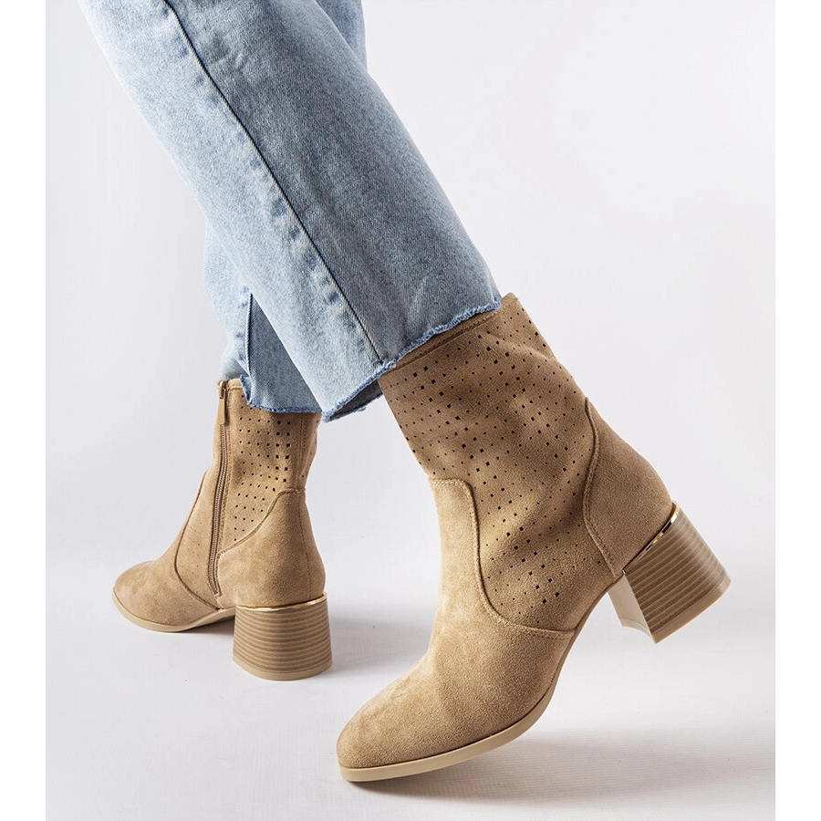 Tan 2024 perforated booties