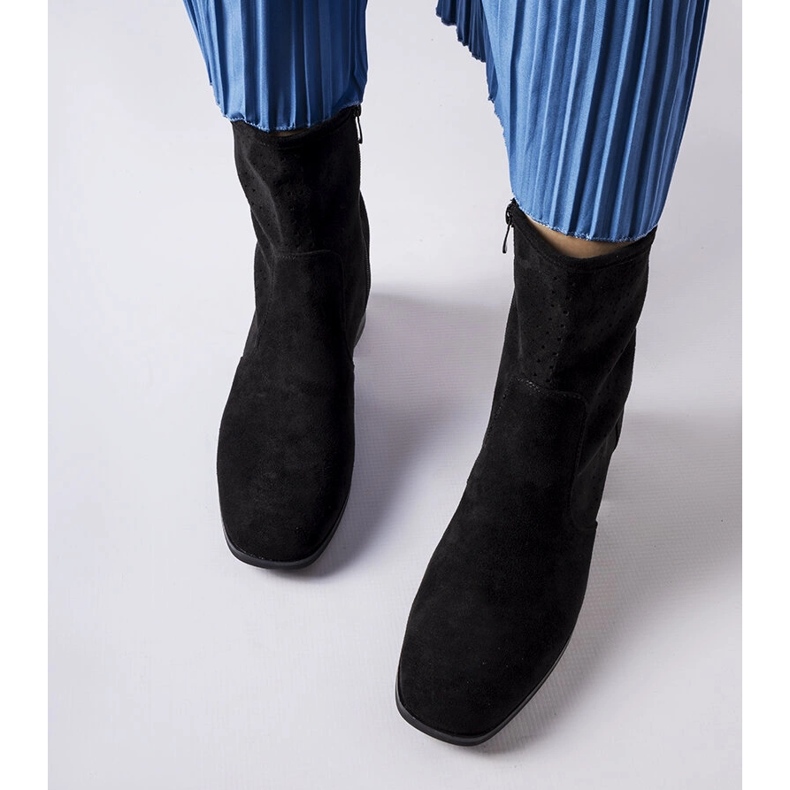 Black ankle boots with a perforated upper from Cavallo 1 Black ankle boots with a perforated upper from Cavallo 1