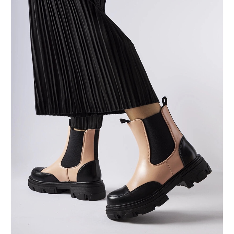 Black and pink slip-on boots from Albany 1