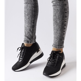 Inna Black rhinestone wedge sneakers from Vala 1