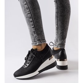 Inna Black rhinestone wedge sneakers from Vala 2
