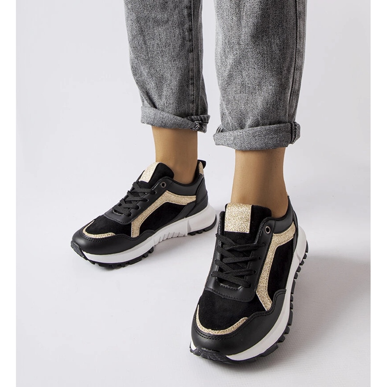 Inna Black sneakers with glitter decoration from Busso 1