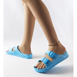 Inna Blue rubber sliders with buckles from Eugene 2