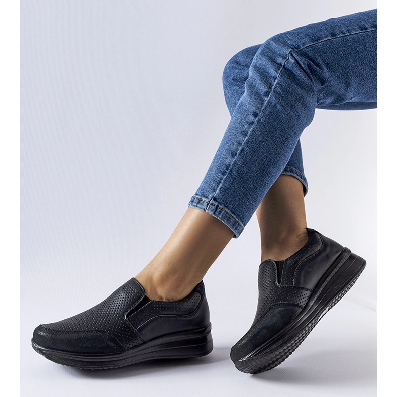 Black openwork Rhéaume wedge sneakers 1