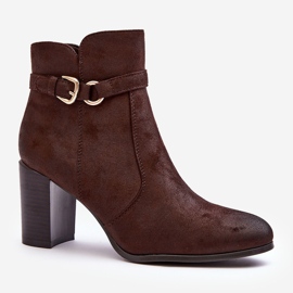 Sergio Leone Leather Women's Ankle Boots with a Buckle, Brown Lasima 1 Sergio Leone Leather Women's Ankle Boots with a Buckle, Brown Lasima 1