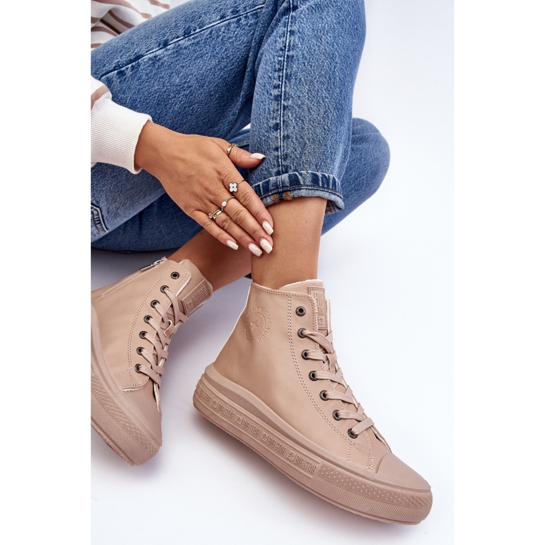 Women's Insulated Zipper Sneakers Beige Big Star MM274022 2 Women's Insulated Zipper Sneakers Beige Big Star MM274022 2