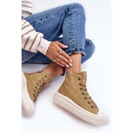 Women's Insulated Zipper Sneakers Camel Big Star MM274026 beige 2