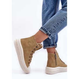 Women's Insulated Zipper Sneakers Camel Big Star MM274026 beige 1 Women's Insulated Zipper Sneakers Camel Big Star MM274026 beige 1