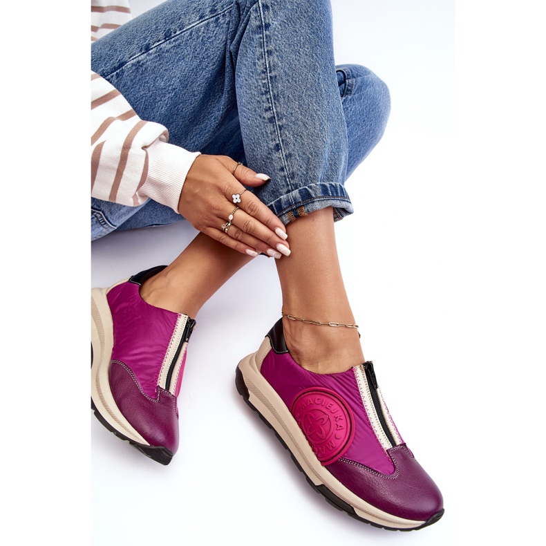 Leather Women's Sports Shoes Maciejka 06296-15 Fuchsia pink 2 Leather Women's Sports Shoes Maciejka 06296-15 Fuchsia pink 2