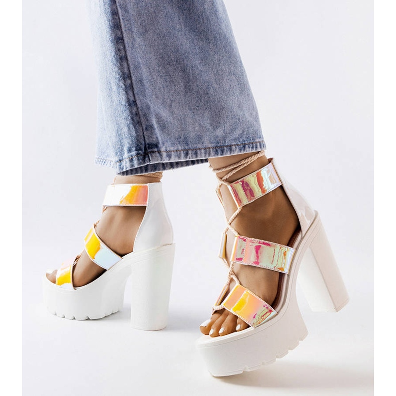 Inna White chunky sandals on the post Katja 1