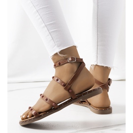 Brown sandals with Tuma studs 1