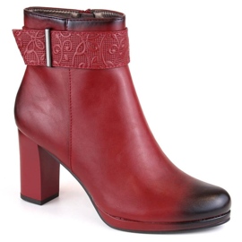 Insulated ankle boots and platform M.Daszyński W SAN26A, red 1