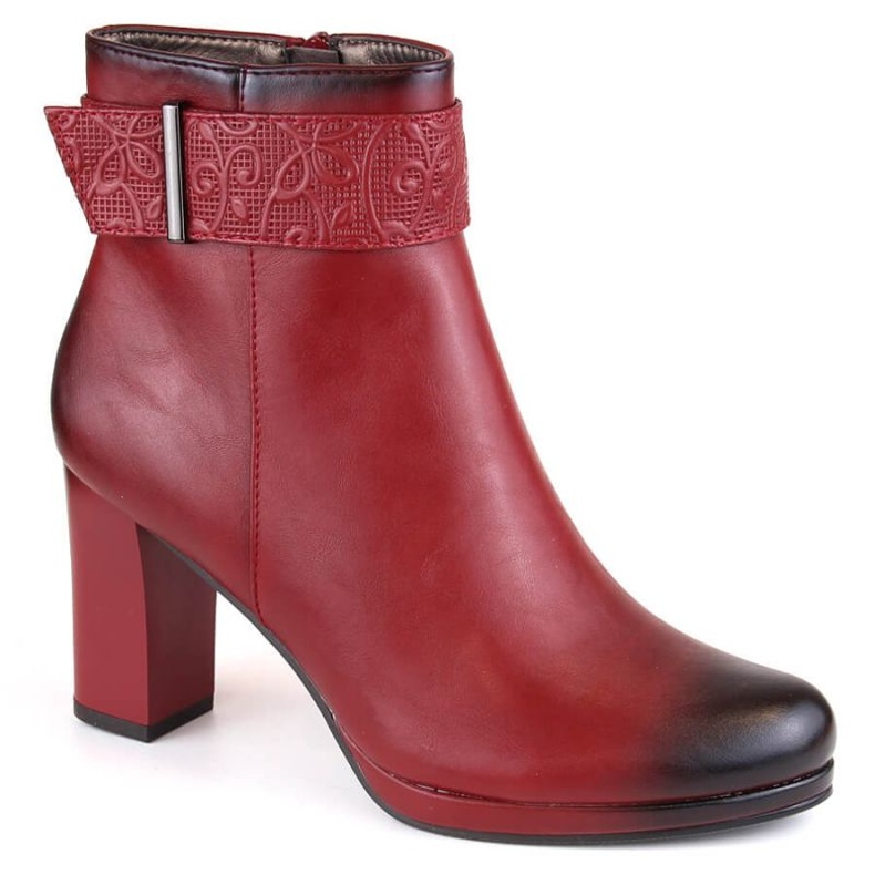 Insulated ankle boots and platform M.Daszyński W SAN26A, red 1