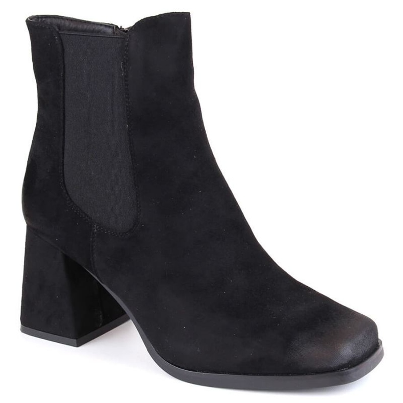 Suede ankle boots on a decorative heel Potocki W WOL193A, black 1