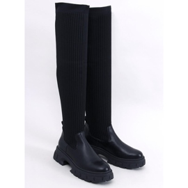 Teasly Black over-the-knee boots with a flexible upper 1
