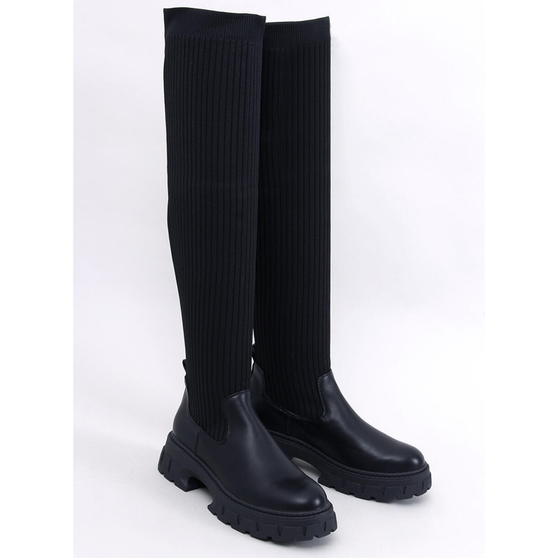 Teasly Black over-the-knee boots with a flexible upper 1