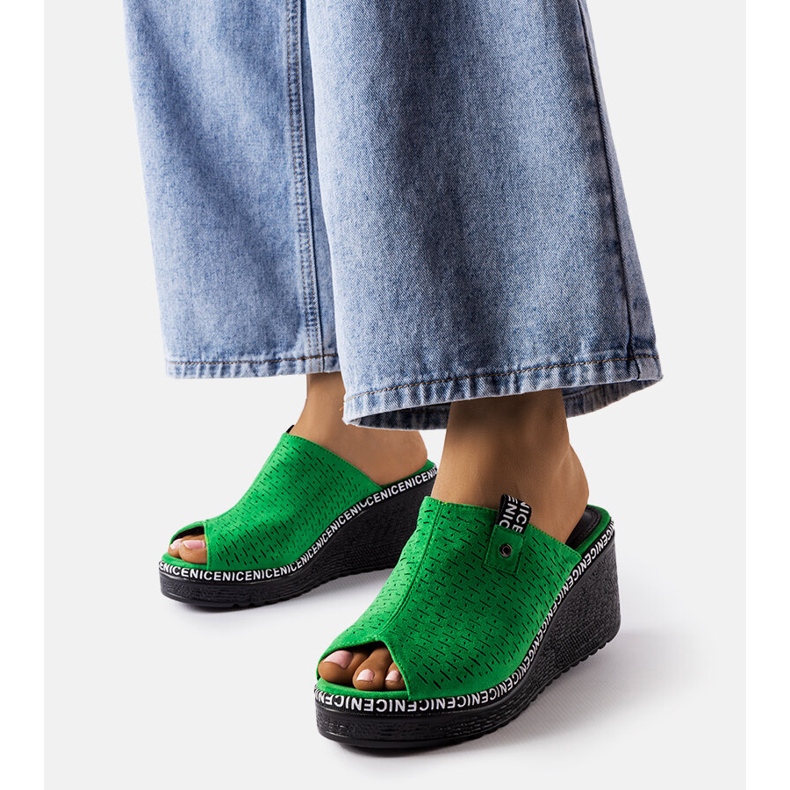 Green wedge sandals from Fulvia 1