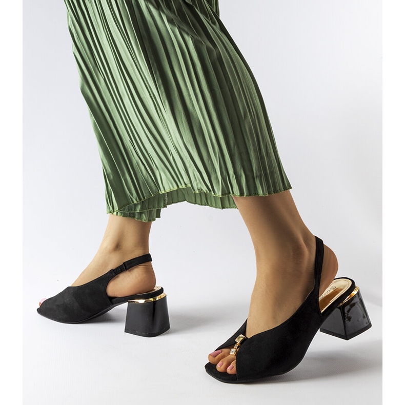 Baccarato low heel sandals in black 1