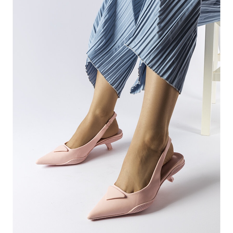 Pink low heel sandals from Labonté white 1