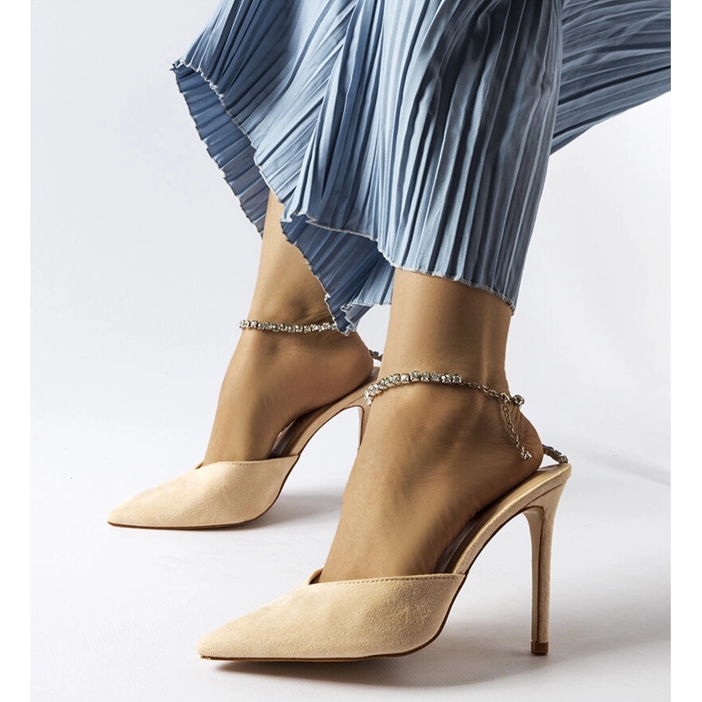 Claude beige stiletto pumps with rhinestones 1 Claude beige stiletto pumps with rhinestones 1