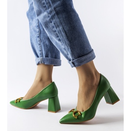 Green pumps on an asymmetric block 9537 Green 1
