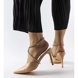 Drainer beige stiletto heel sandals 1