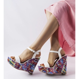 White fairmont decorated wedge sandals 2