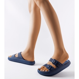 Navy blue rubber sliders with buckles from Padova 1