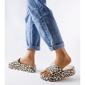 White leopard platform slippers from Galena 1