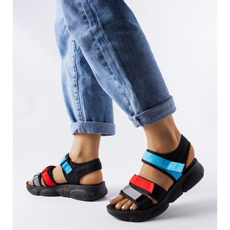 Mireio black sports sandals with velcro 1
