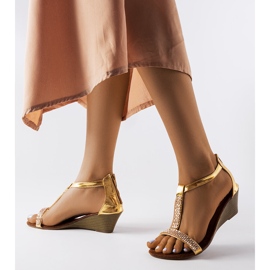 Gold wedge sandals from Suaredda golden 1