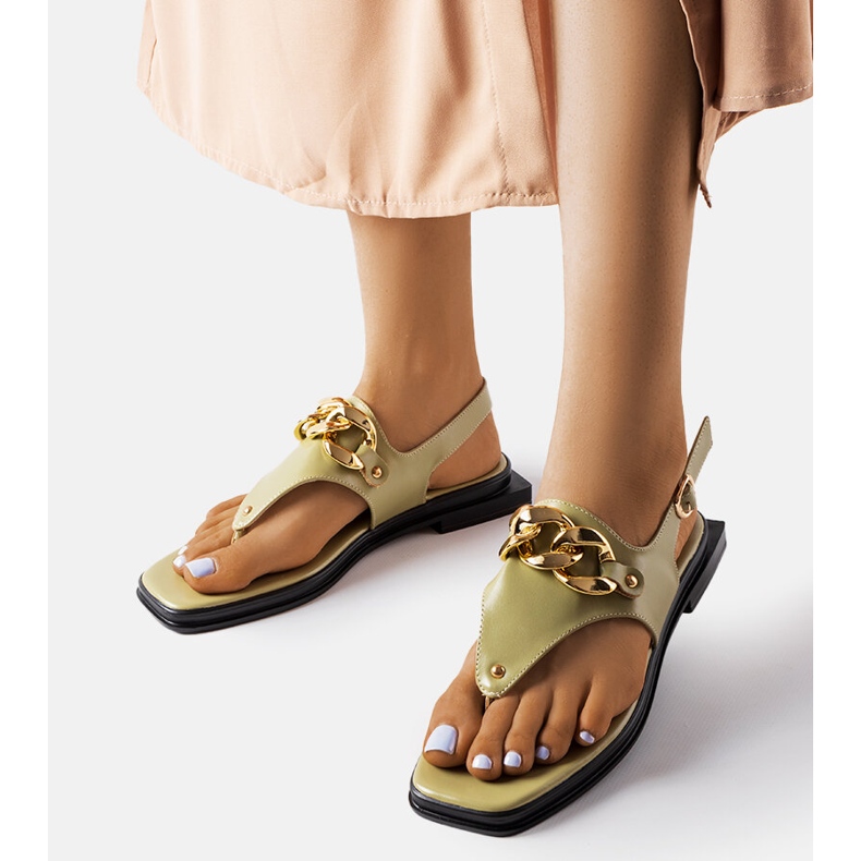 Green flip-flop sandals with a chain from Mali 1