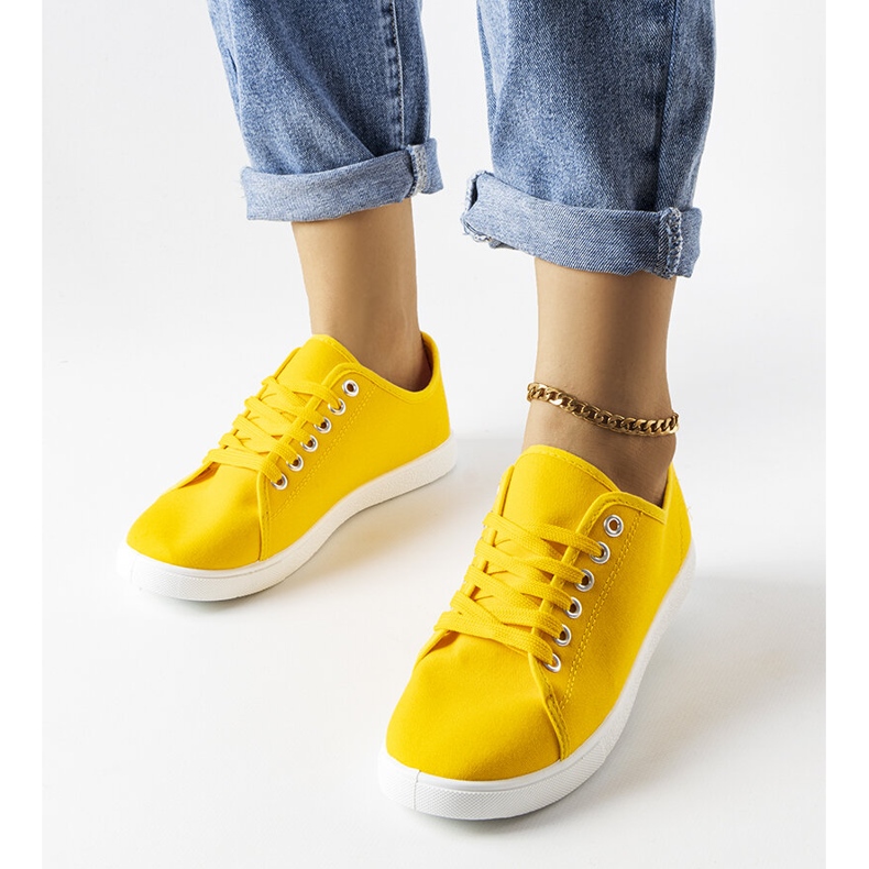 Yellow textile sneakers from Sutri 1