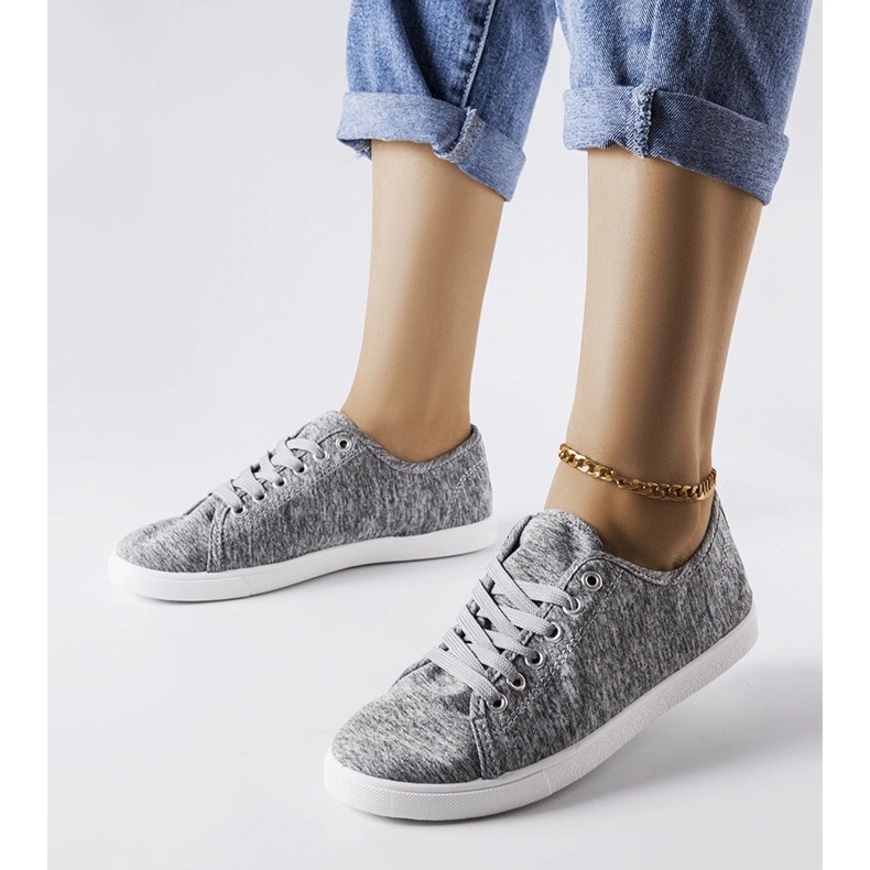 Gray textile sneakers from Razan grey 1