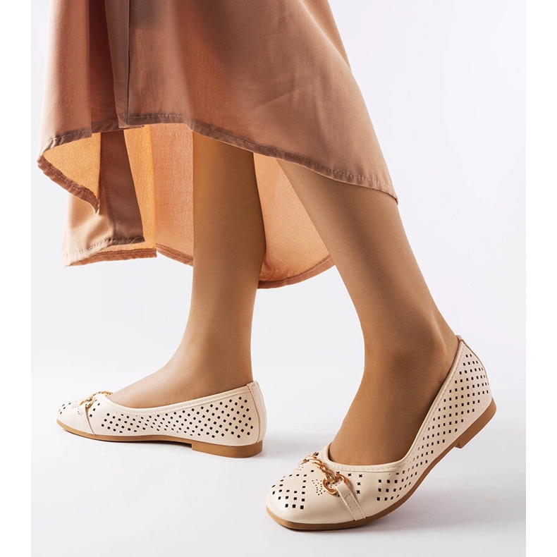 Beige openwork ballerinas from Schiavone 1