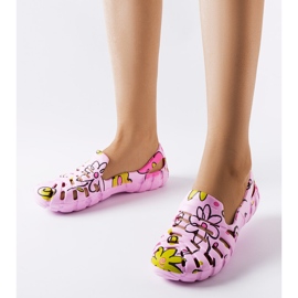 Pink rubber ballet flats with Finley pattern 1