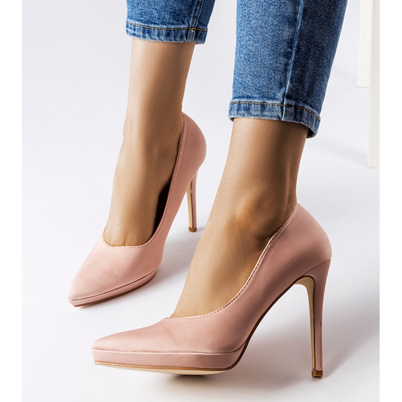 Inna Silje powder pink satin high heels 1