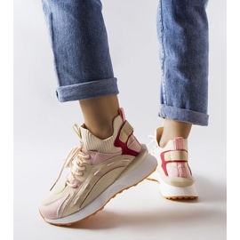 Inna Beige and pink fabric sneakers from Begins 1