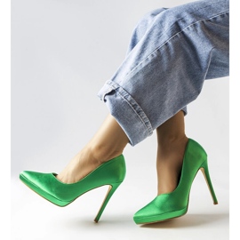 Green satin pumps from Silje 1