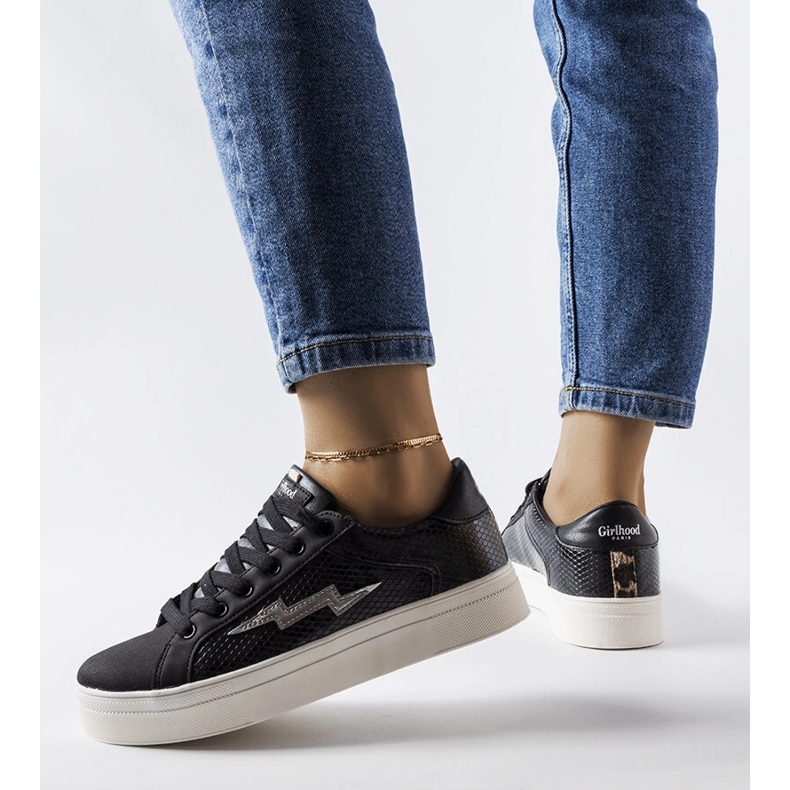 Vernadeau black snakeskin imitation sneakers 1