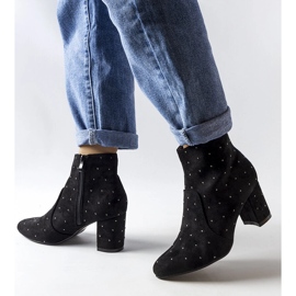 Suvi suede black boots with rhinestones 1