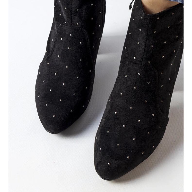 Suvi suede black boots with rhinestones 2