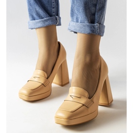 Beige high heel pumps from Inès 1