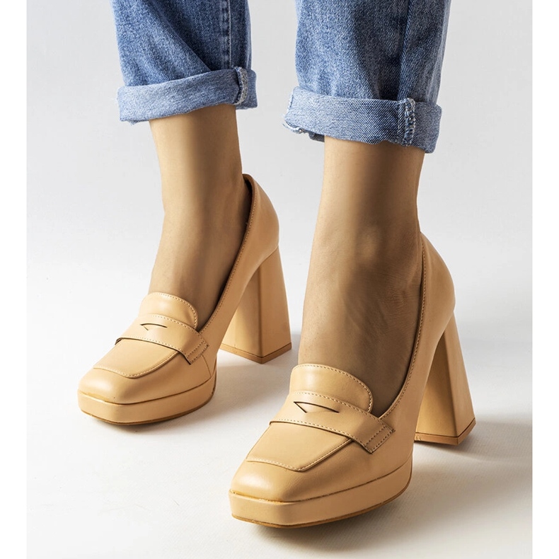 Beige high heel pumps from Inès 1