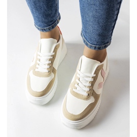 White sneakers with a pink Plouffe insert 1