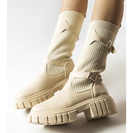 Beige stylish boots with elastic uppers from Ida 1