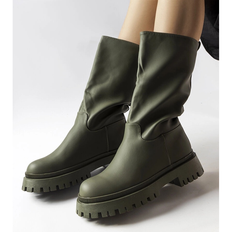 Hollie green matte boots 1